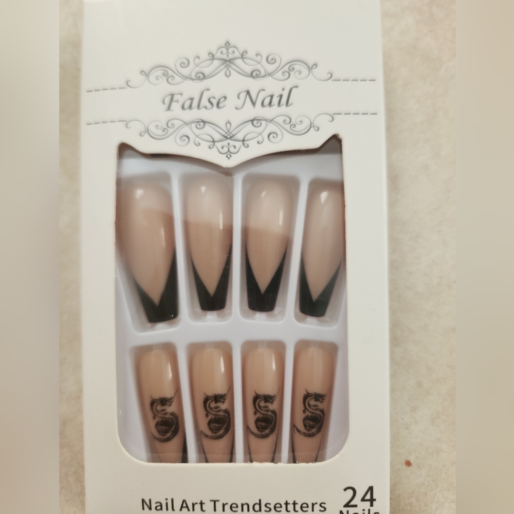 Long full cover nails Drangon